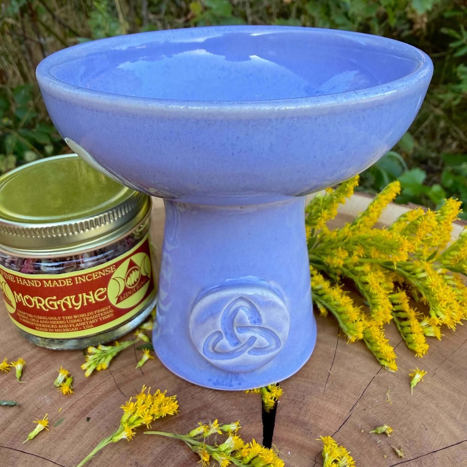 Luna Ignis Ceramic Incense Burner Lilac Triquetra Luna Ignis Ceramic Incense Burner Lilac Triquetra
