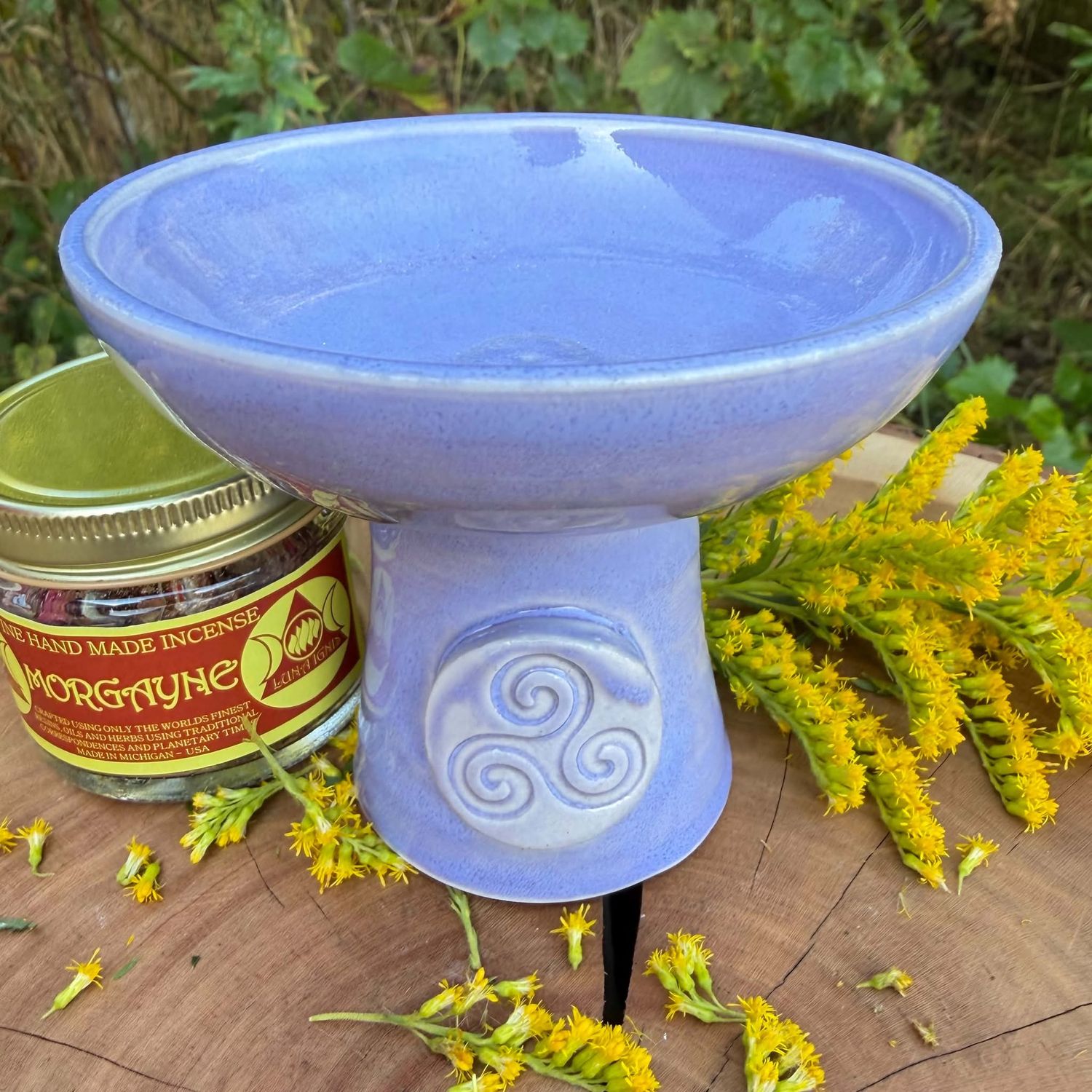 Luna Ignis Ceramic Incense Burner Lilac Triskelion