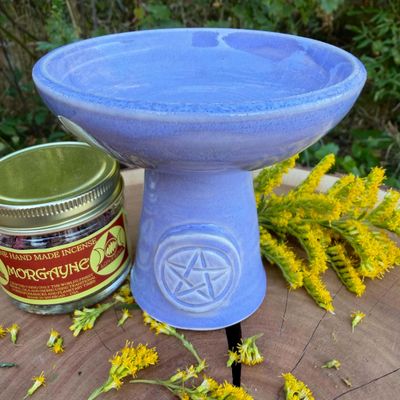 Luna Ignis Ceramic Incense Burner Lilac Pentacle