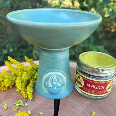 Luna Ignis Ceramic Incense Burner Green Triquetra
