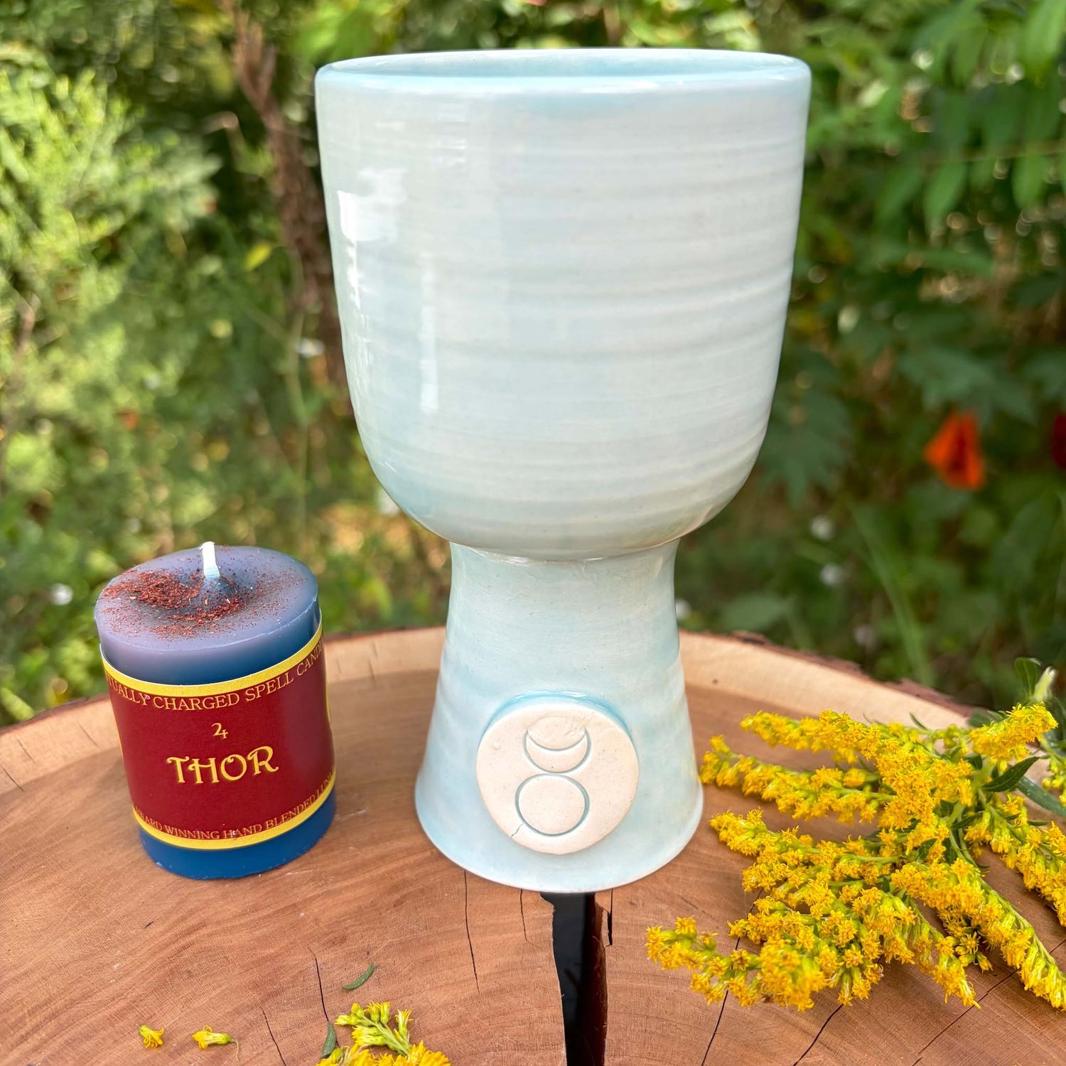 Luna Ignis Ceramic Chalice Light Blue Horned God Luna Ignis Ceramic Chalice Light Blue Horned God