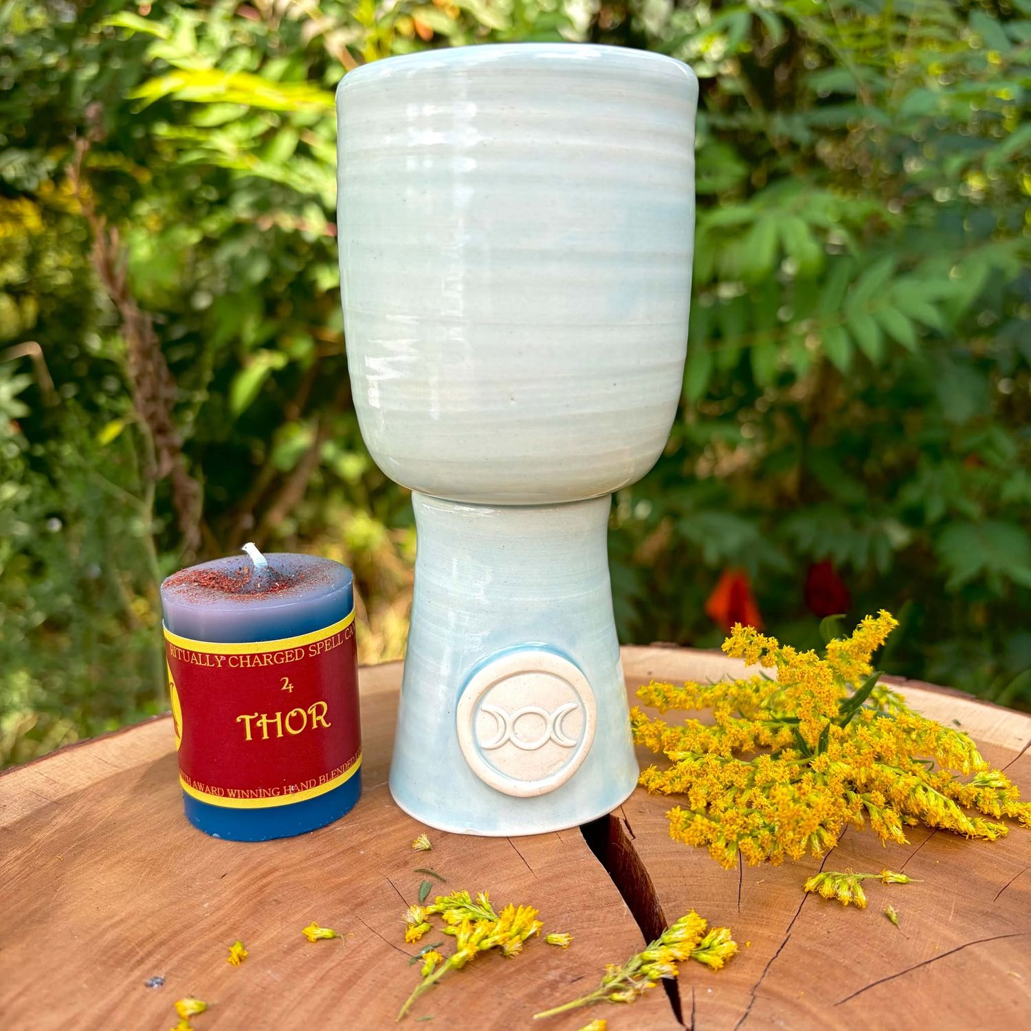 Luna Ignis Ceramic Chalice Light Blue Triple Moon Luna Ignis Ceramic Chalice Light Blue Triple Moon