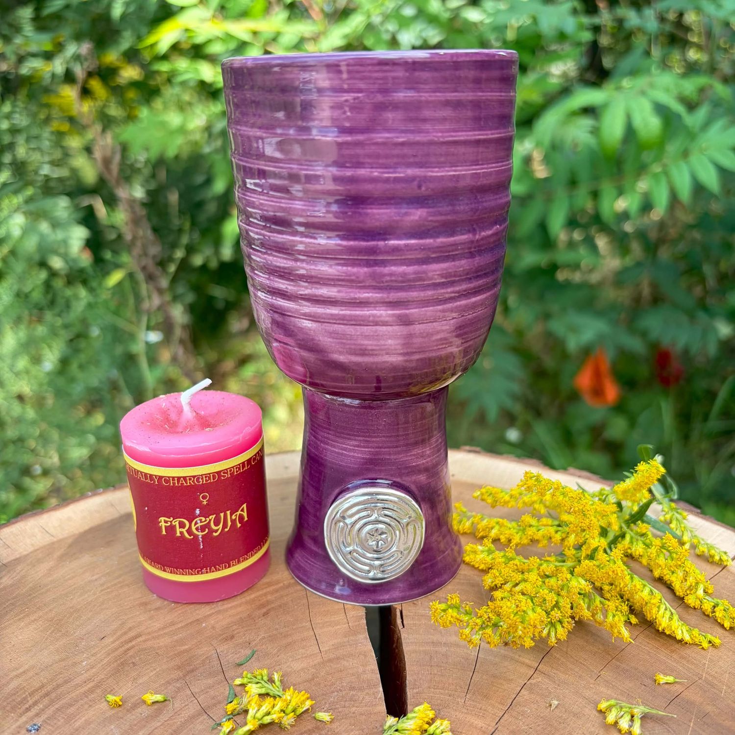 Luna Ignis Ceramic Hecate Chalice Purple SIlver