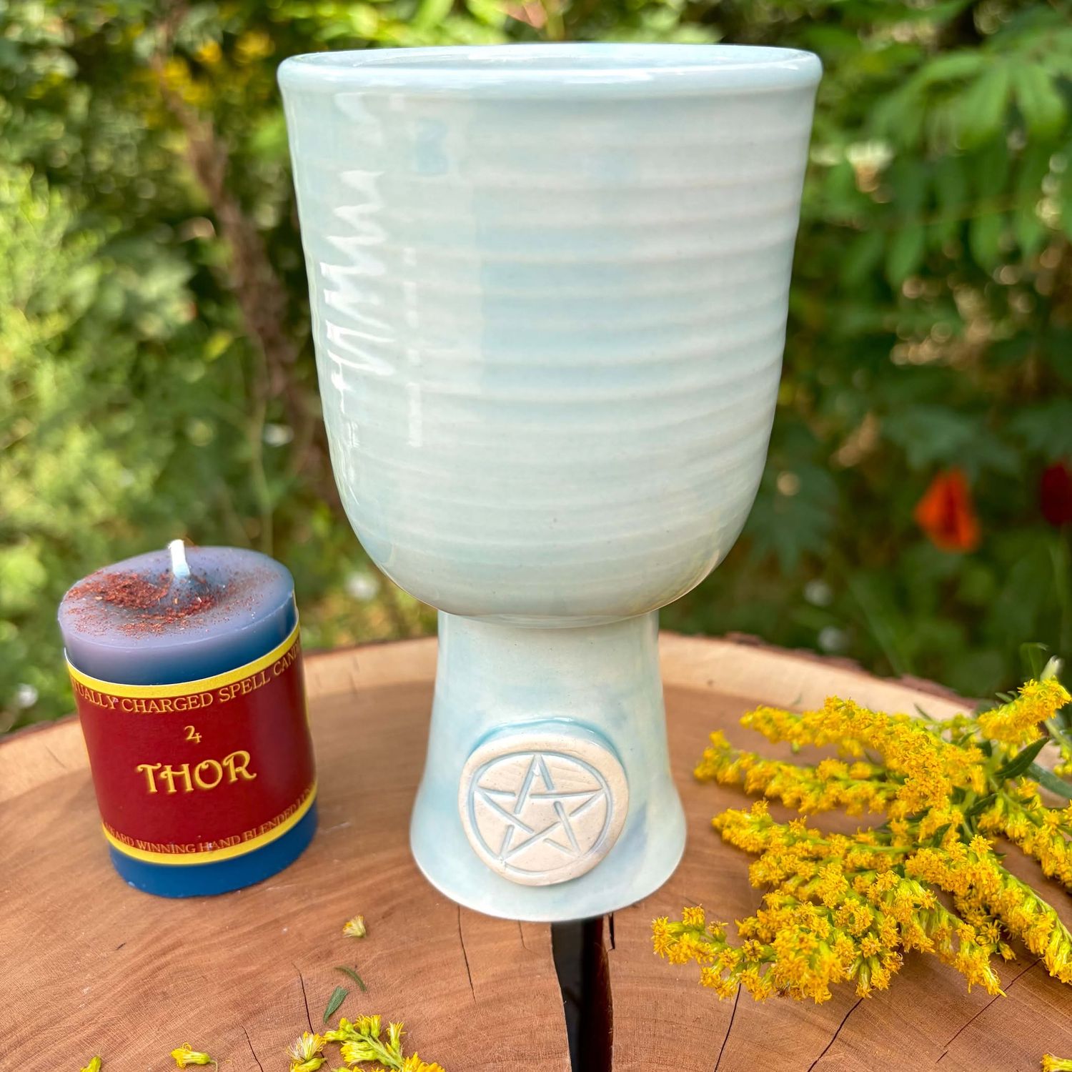Luna Ignis Ceramic Chalice Light Blue Pentacle Luna Ignis Ceramic Chalice Light Blue Pentacle