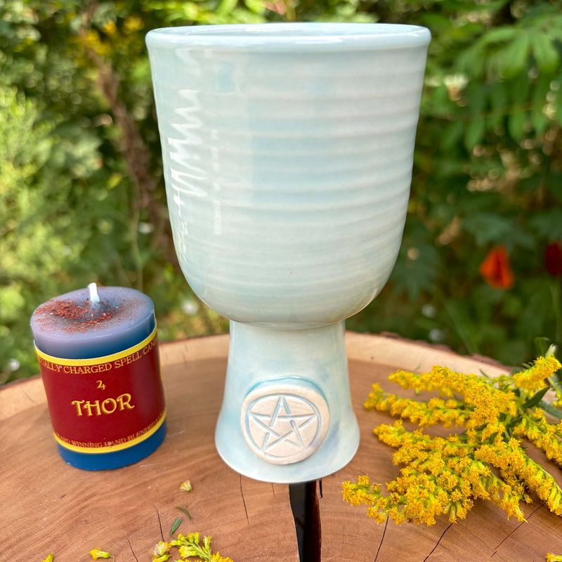 Luna Ignis Ceramic Chalice Light Blue Pentacle