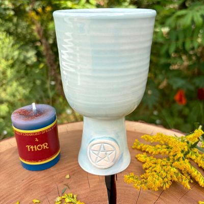 Luna Ignis Ceramic Chalice Light Blue Pentacle