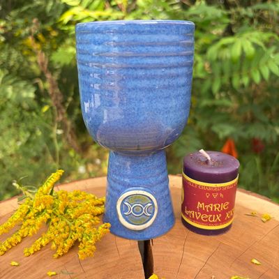 Luna Ignis Ceramic Chalice Dark Blue Triple Moon