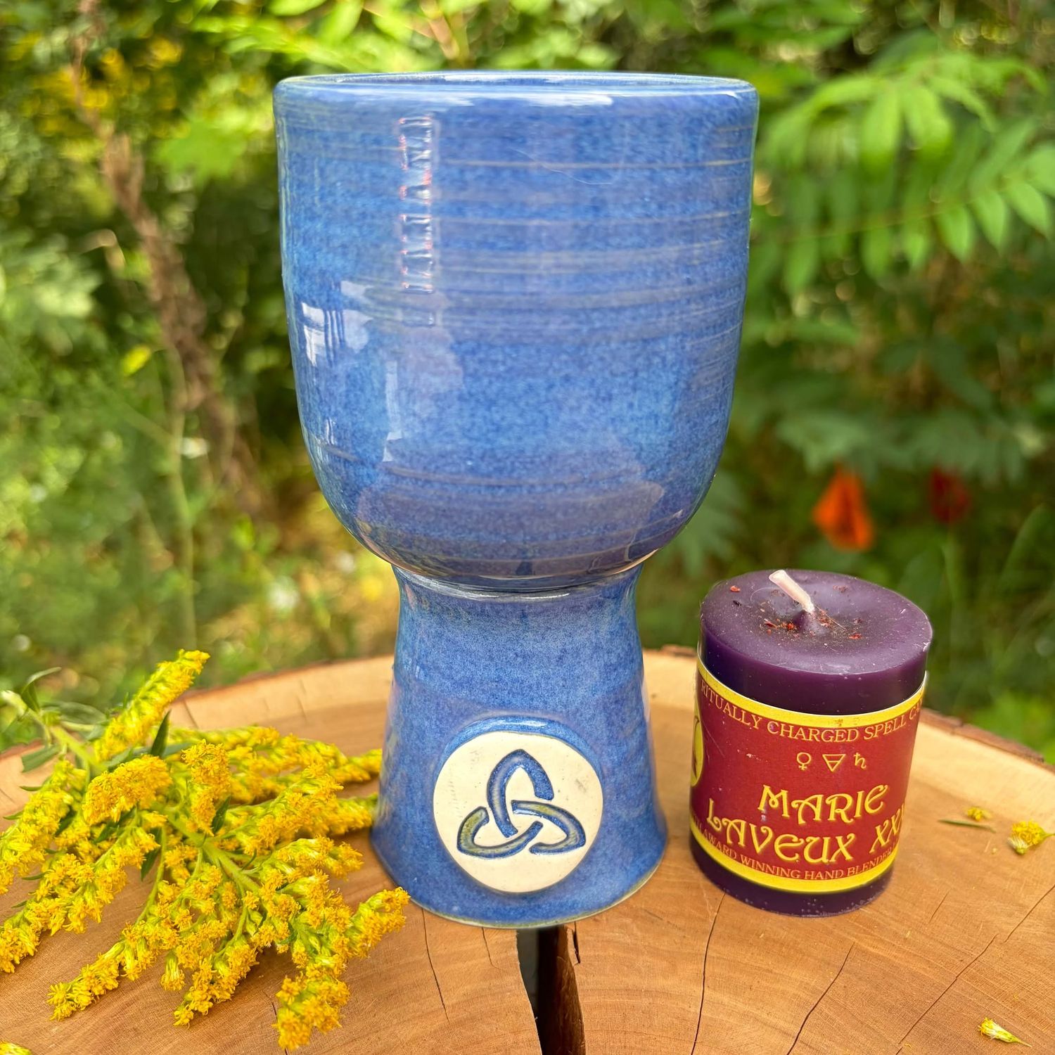 Luna Ignis Ceramic Chalice Dark Blue Triquetra
