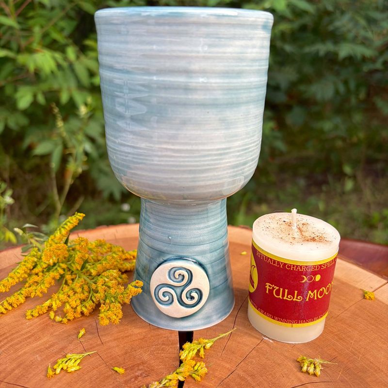 Luna Ignis Ceramic Chalice Sea Green Blue Triskelion