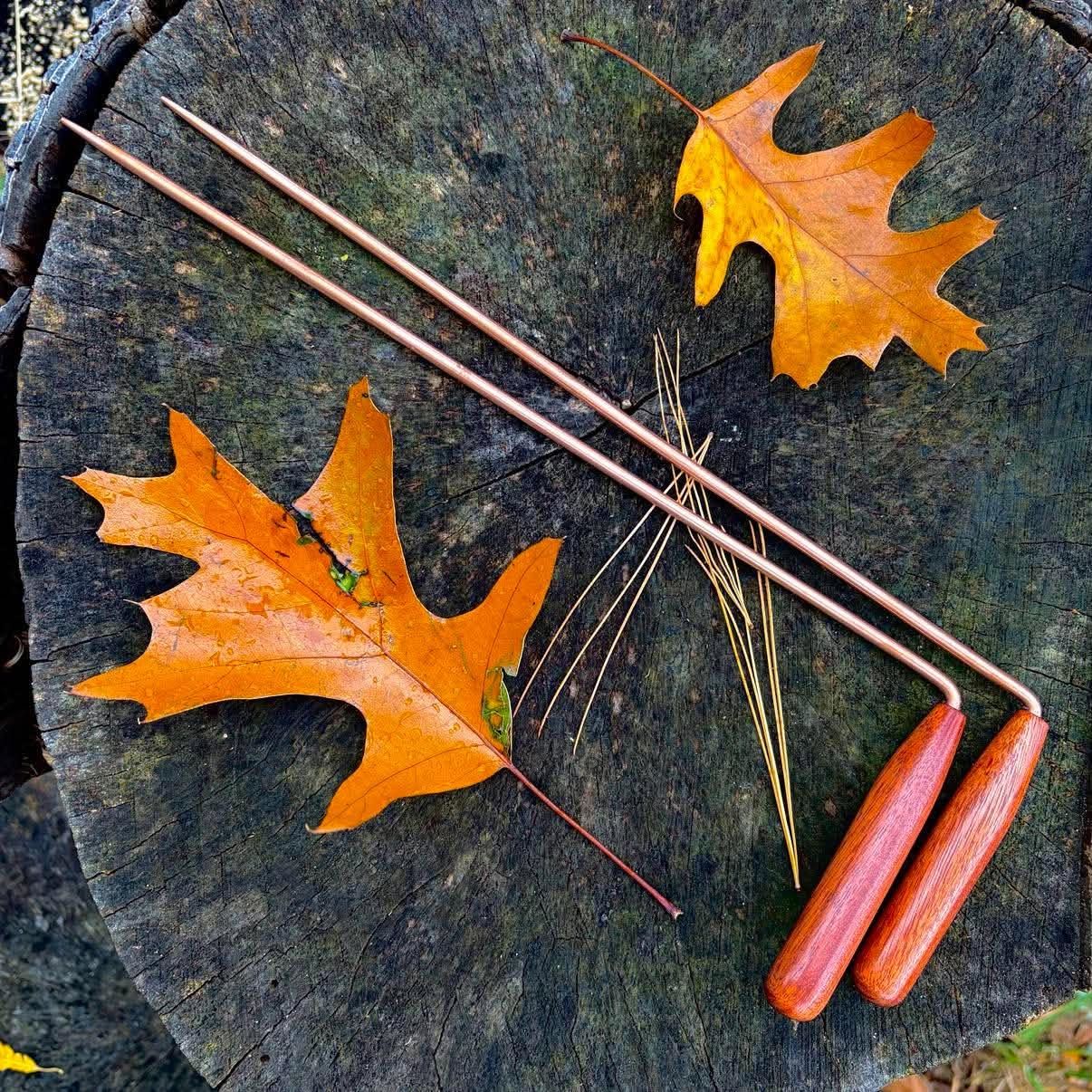 Copper Dowsing Rods With  Bloodwood Handles