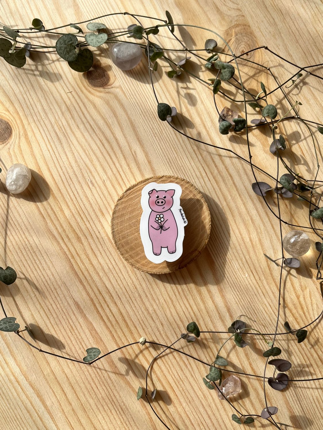 Vinyl Sticker - Schwein Blümchen