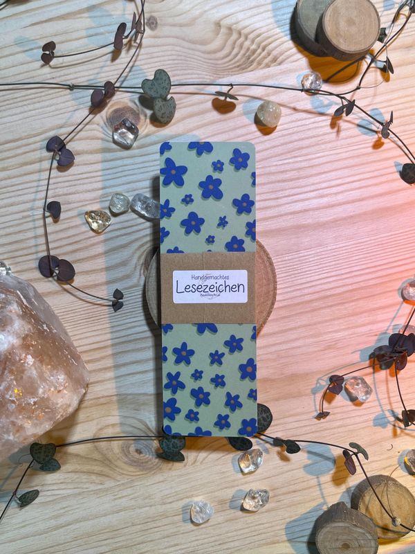 Lesezeichen - Blümchen blau