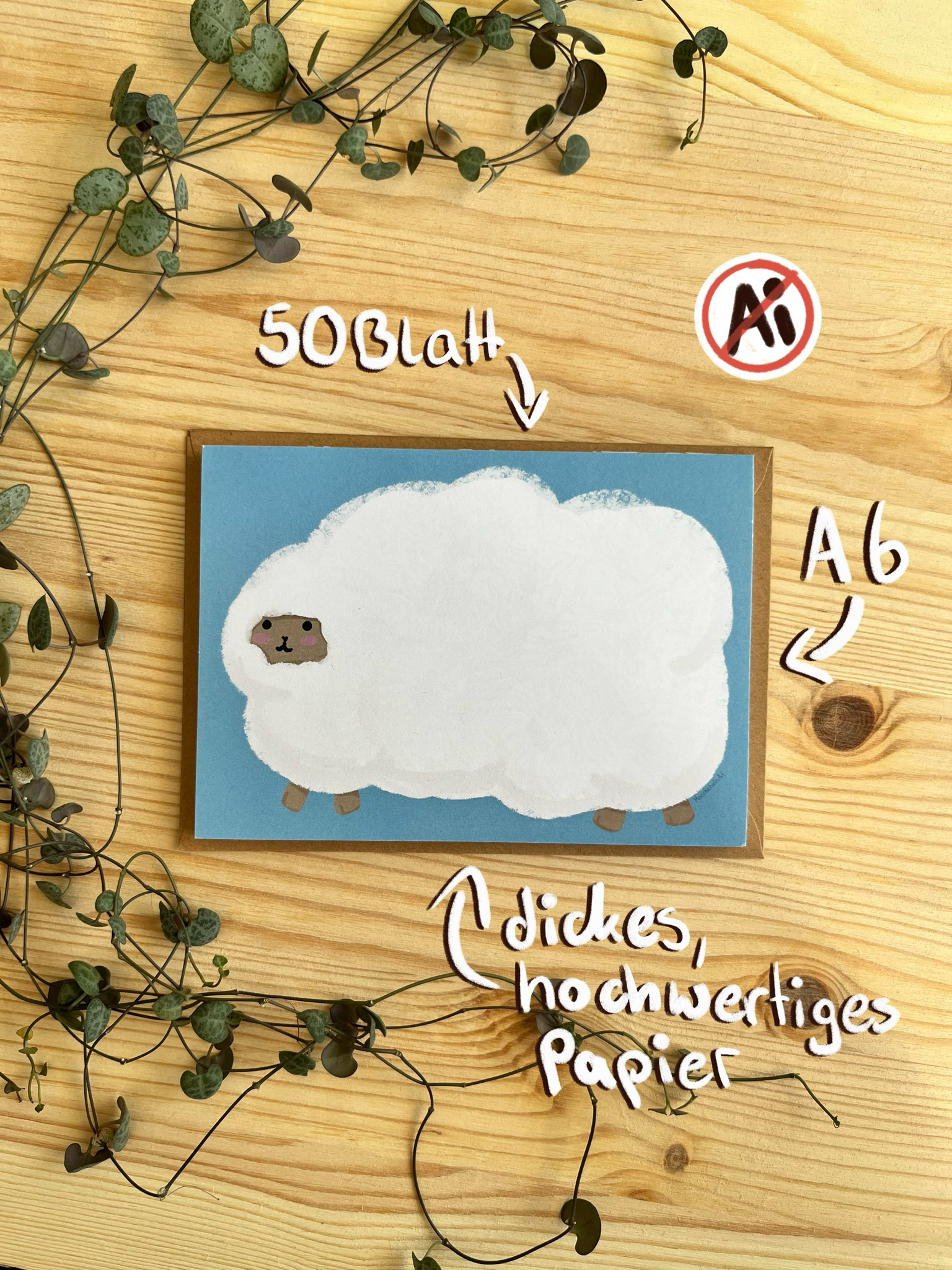 Block dotted A6 Wolkenschaf -  50 Blatt