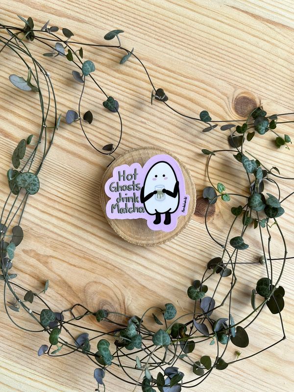 Vinyl Sticker - Hot Ghosts drink Matcha