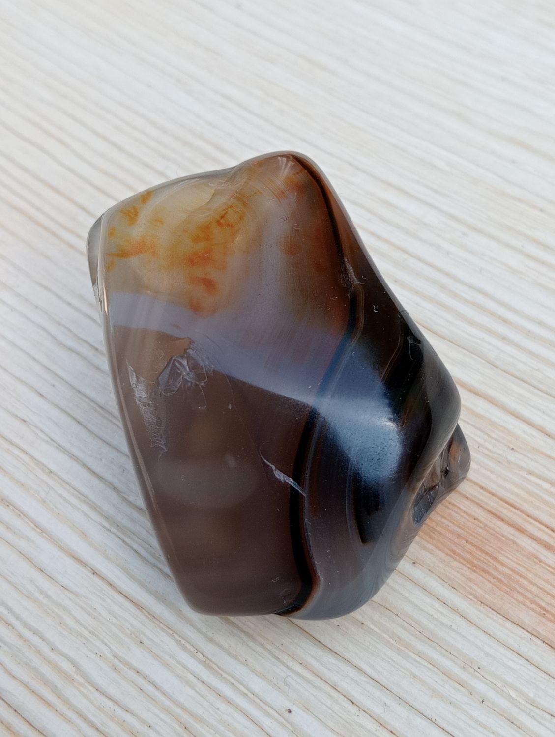 Zwarte Chalcedoon Trommelsteen
