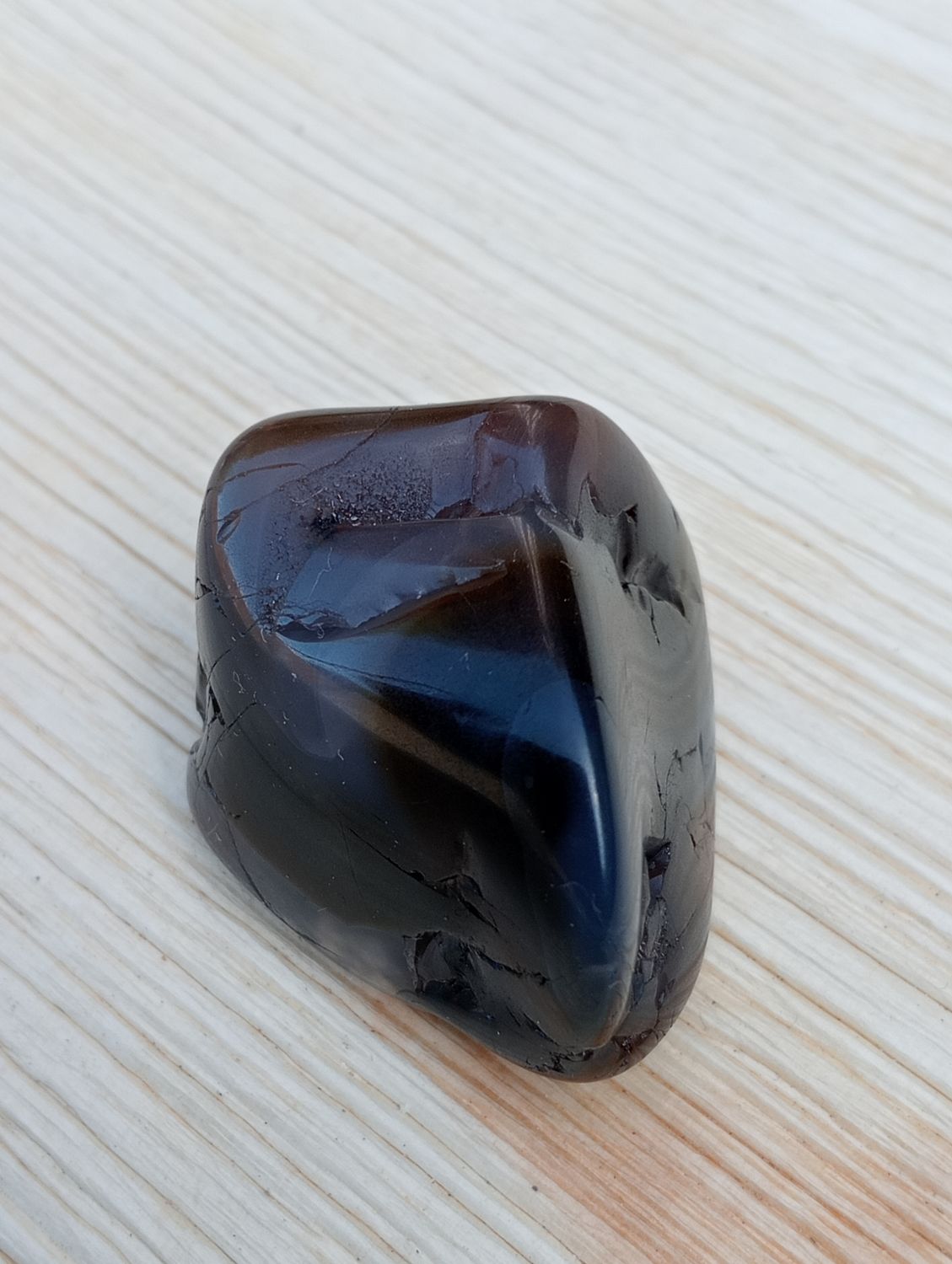Zwarte Chalcedoon Trommelsteen