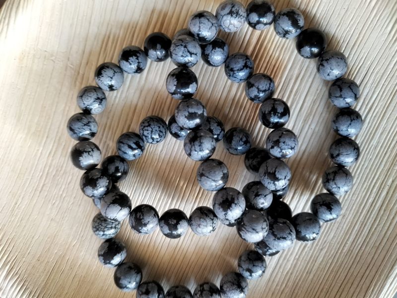 Armband Snowflake Obsidiaan