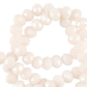 Top Facet kralen disc 3 x 2 mm Vanilla white-pearl