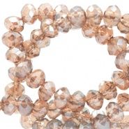 Top Facet kralen disc 3 x 2 mm Champagne beige-pearl  shine coating