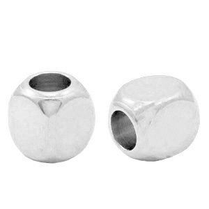Kralen DQ metaal cube 2.5mm Antiek zilver (nikkelvrij) 10 stuks