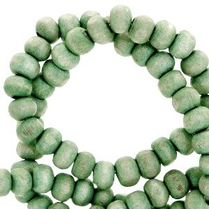 Wooden beads round 4mm Vintage Basil Green, Materiaal: Hout, Kleur: Groen, Afmeting: 4mm