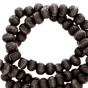 Wooden beads round 4mm Anthracite Black, Materiaal: Hout, Kleur: Zwart, Afmeting: 4mm