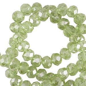 Top Facet kralen 3x2mm disc Malachy green-pearl shine coating, 30 stuks