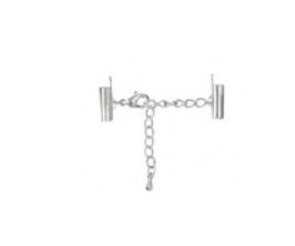 Eindkap met verlengketting en karabijnsluiting Silver Plated, Kleur: Silver plated, Afmeting: 9 mm