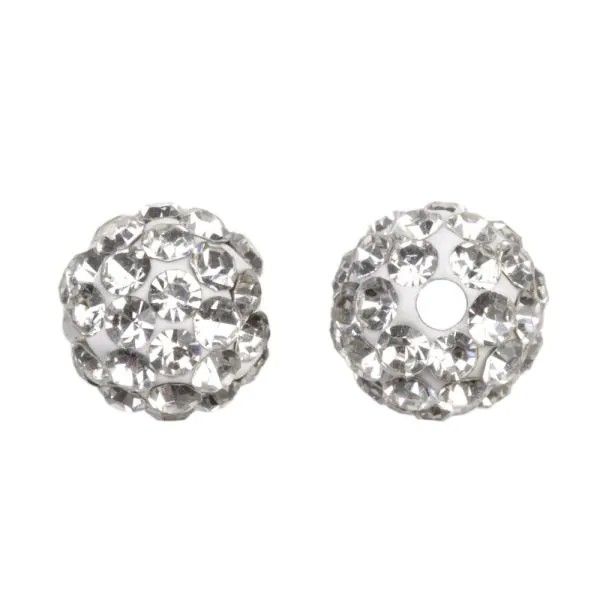 Shamballa kralen (4 mm) Crystal, 2 stuks