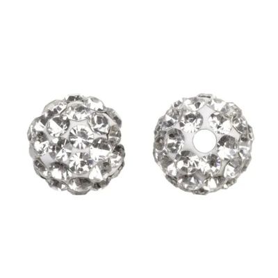 Shamballa kralen (4 mm) Crystal, 2 stuks