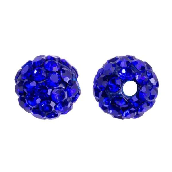 Shamballa kralen (4 mm) Sapphire, 2 stuks