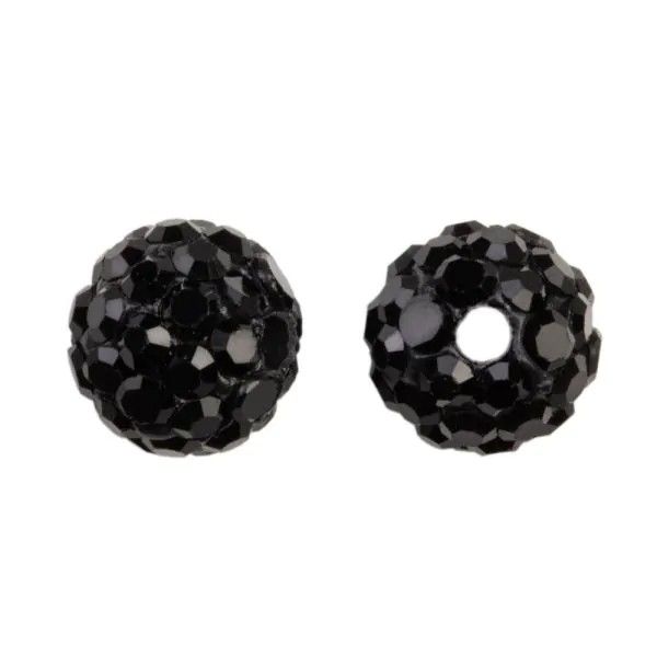 Shamballa kralen (6 mm) Black, per 2 stuks