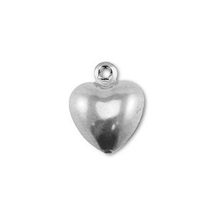 Roestvrij stalen (RVS) stainless steel bedel hart Silver 12x10 mm