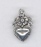 Bedel Hart met bloem 12mm Zilver