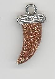 Haaientand emaille bruin 27 x 12 mm Zilver