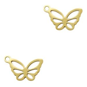 Roestvrij stalen (RVS) Stainless steel bedel vlinder Goud