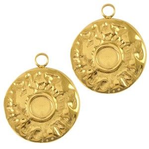 Roestvrij stalen (RVS) Stainless steel bedel 15mm goud