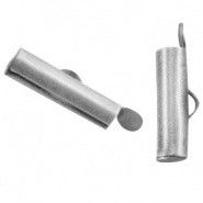 Eindkap voor weefarmbanden 15mm Antiek Zilver, 2 stuks