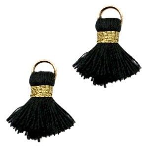 Kwastjes Ibiza style 1.5cm Gold-black