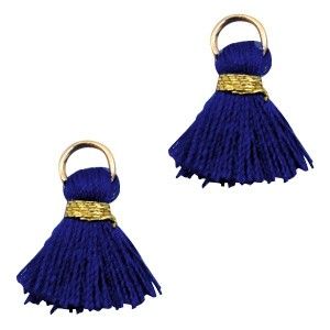 Kwastjes Ibiza style 1.5cm Gold-dark blue