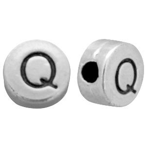 DQ metalen letterkralen # Q Antiek zilver (nikkelvrij)