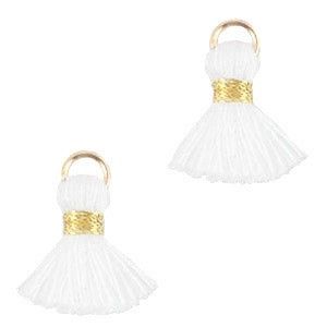 Kwastje Ibiza style 1.5cm Gold-white