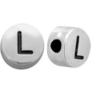 DQ metalen letterkralen # L Antiek zilver (nikkelvrij)