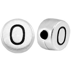 DQ metalen letterkralen # O Antiek zilver (nikkelvrij)
