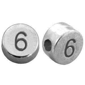DQ metalen cijferkralen # 6 Antiek zilver (nikkelvrij)
