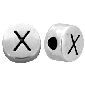 DQ metalen letterkralen # X Antiek zilver (nikkelvrij)