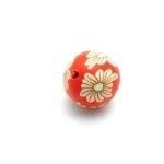 Bloemkraal fimo oranje 12mm, per 3 stuks