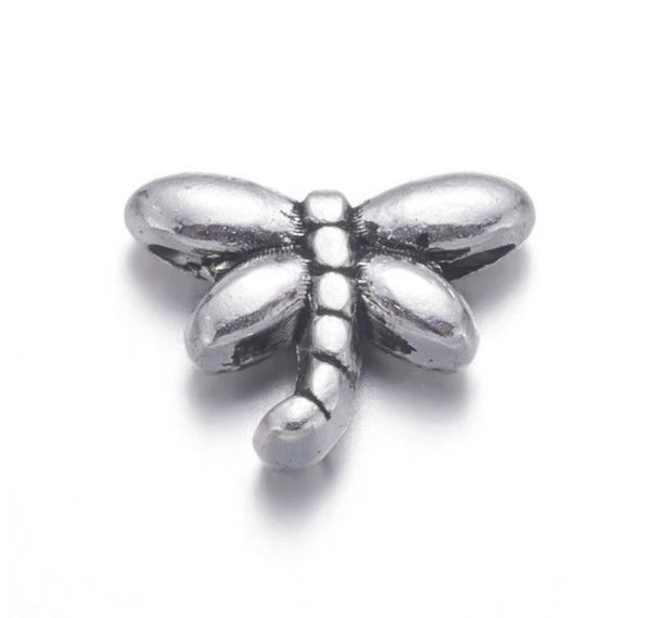 Metalen kralen libelle 8 x 6 mm, 5 stuks