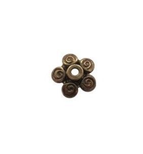 Kralenkapje bloem bronskleur 10mm, 4 stuks