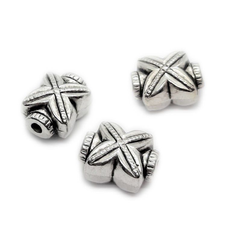 Metallook kraal zilver kruisje 12 x 16 mm, 2 stuks